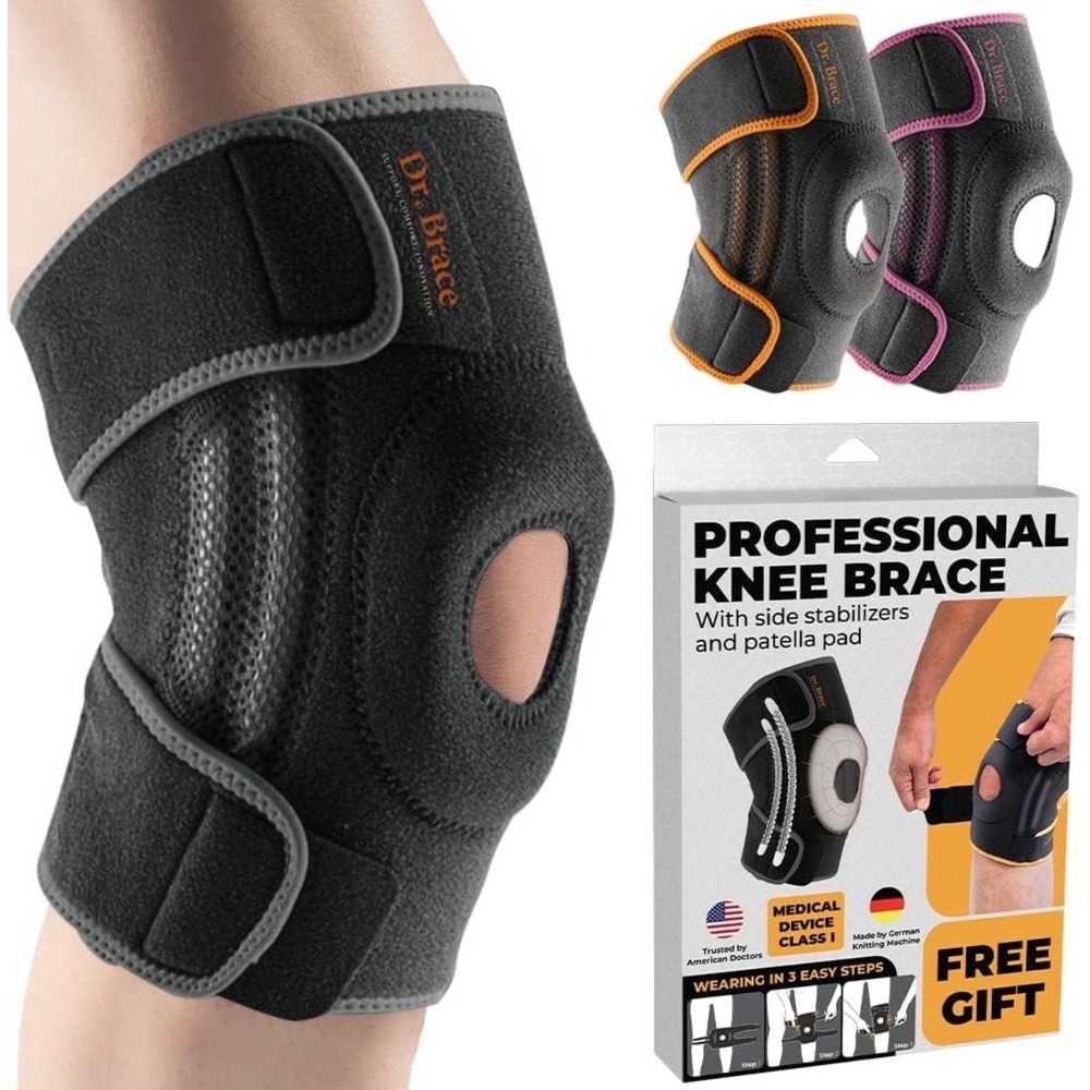 DR. BRACE ELITE Knee Brace Side Stabilizers Patella Gel Pad‎ Mercury Large